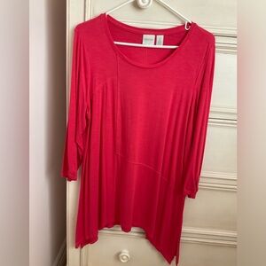 Zenergy by Chicos Seam Detail Asymmetrical Tunic Long sleeve Top Orange Sz 2